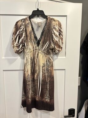 Decoded 90’s Vintage Empire Waist Bohemian Midi Dress Lace Details Size Small